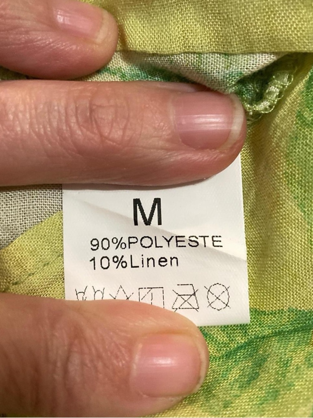 Women’s Lime Green Floral Linen Top - Picture 3 of 3